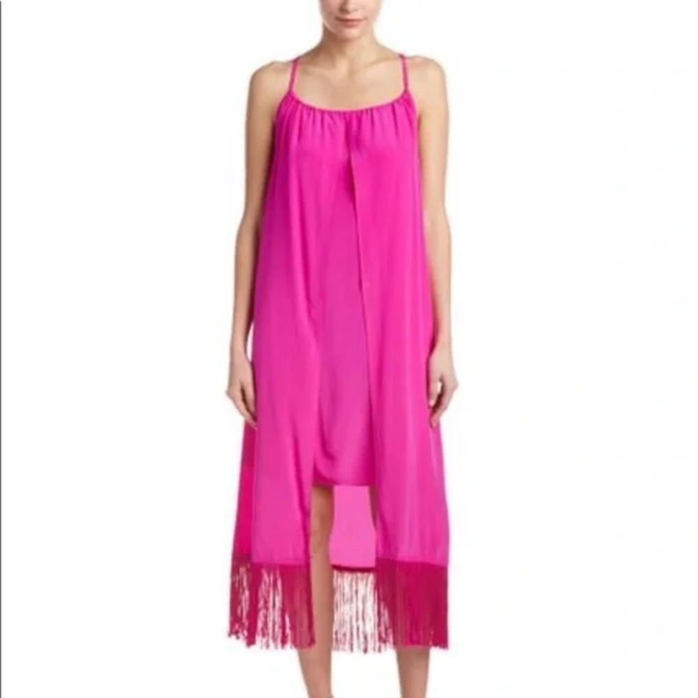Trina Turk Kearney Silk Shift Dress with Fringe